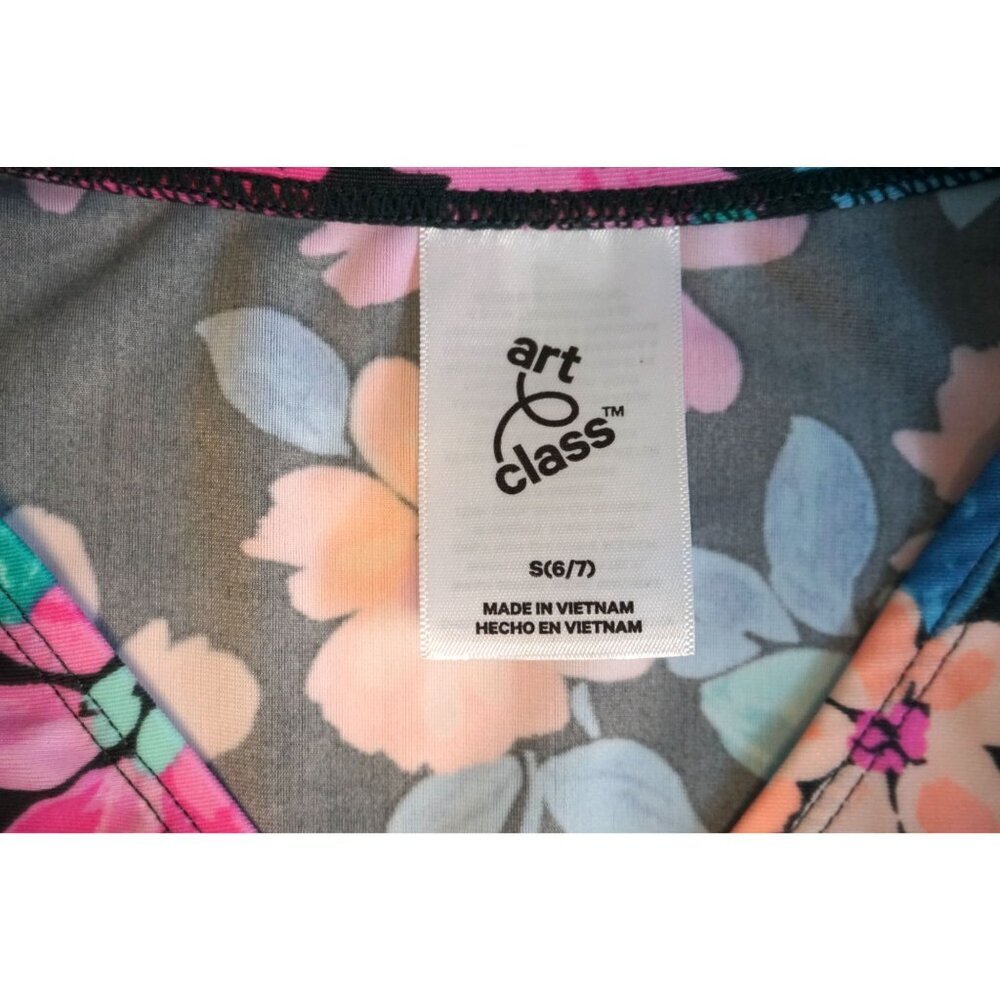 Art Class Girls Blooms Floral Side Tie LS Swimsuit Rash Guard Top - Size S, NWT - Picture 2 of 5